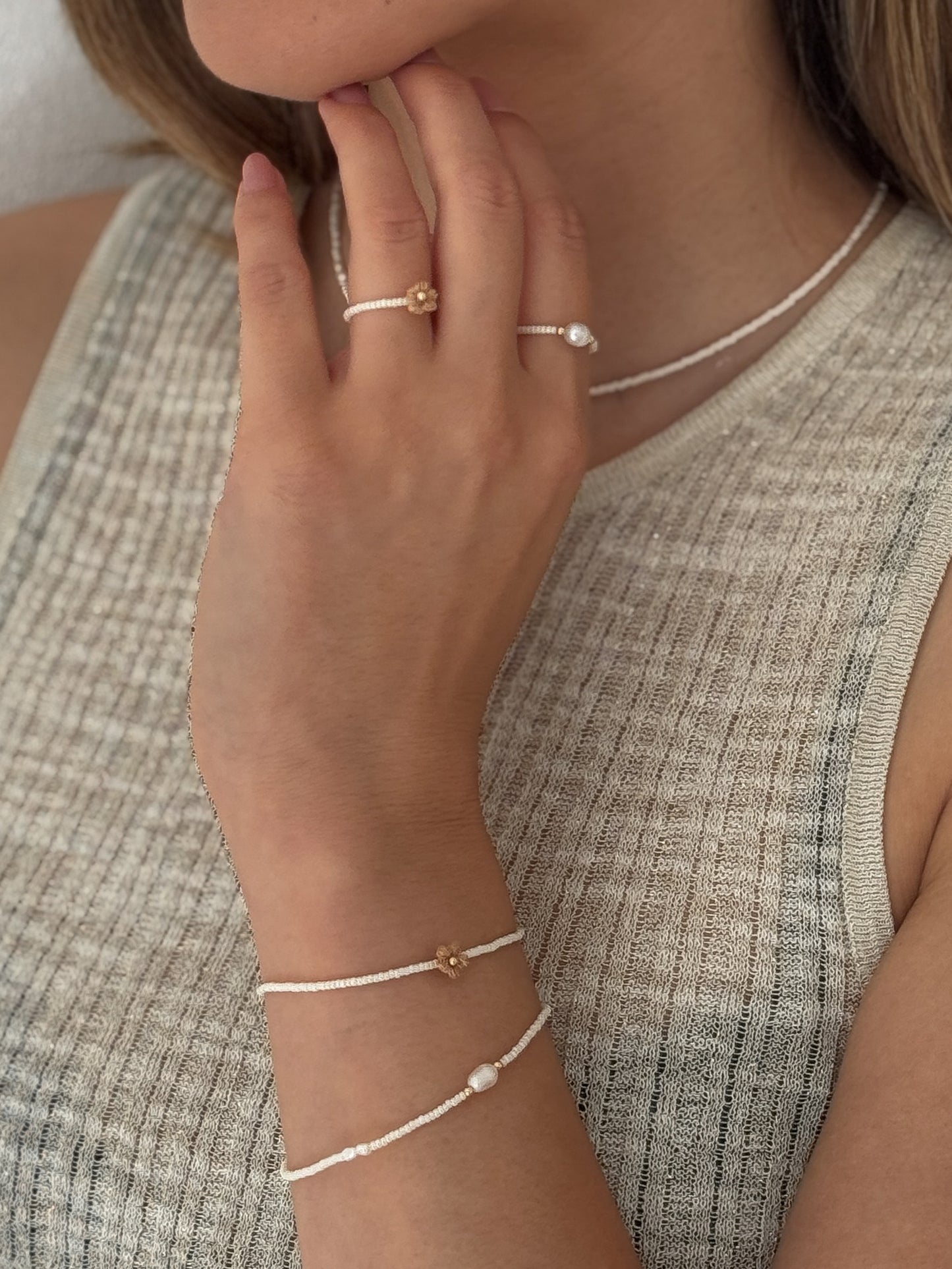 Florine gehaakte bloem stretch armband