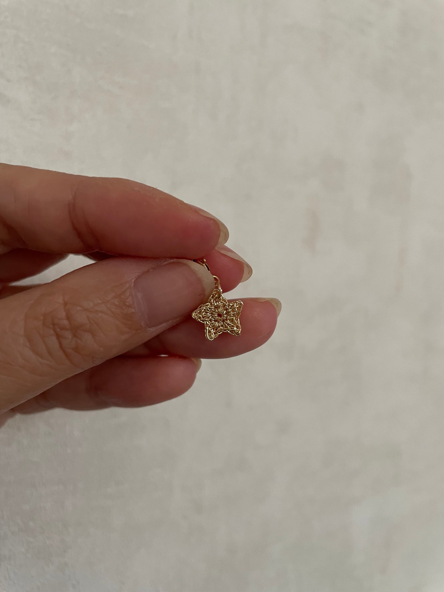 Losse gehaakte bedel sterretje gold filled