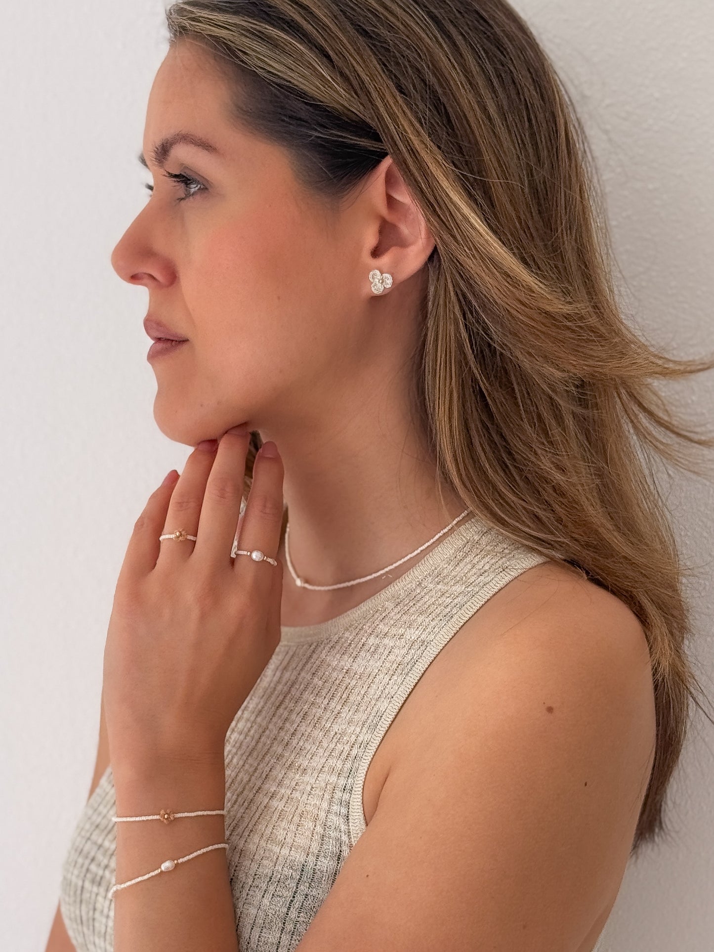 Florine gehaakte bloem stretch armband